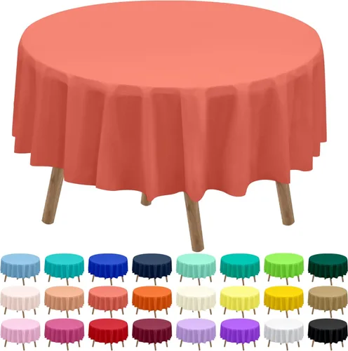 Miniatura 21 de Paquete de 2 manteles de plástico desechables de 84 pulgadas de color azul aguamarina, manteles circulares para baby shower, baby shower, PEVA, azul