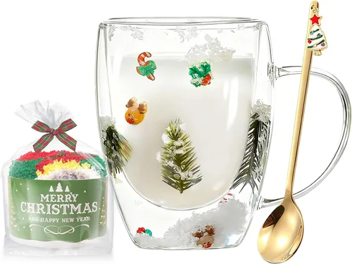 Miniatura 18 de Binoster Tazas Lindas de Oso Kawaii de Vidrio de Doble Pared para Café y Té, Taza de Yogur Divertida, Regalo Novedoso para Mujeres, Sus Amigas