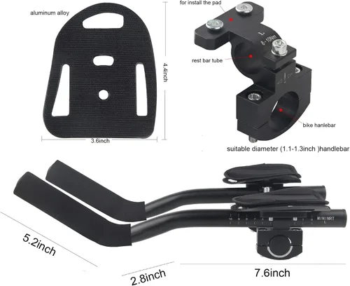 Miniatura 2 de Barras Aerodinámicas para Bicicleta de Aleación de Aluminio Barra de Reposabrazos para Bicicleta de Carretera Carreras de Bicicletas TT Manillar