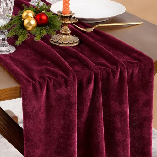 Miniatura 7 de Socomi Camino de mesa de terciopelo negro para el día de San Valentín, decoración de 20 x 120 pulgadas, tela de 10 pies, camino de boda de Acción