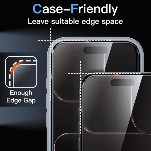Miniatura 7 de JETech Protector de pantalla para iPhone Air, película de vidrio templado con herramienta de fácil instalación, dureza 9H, compatible con fundas