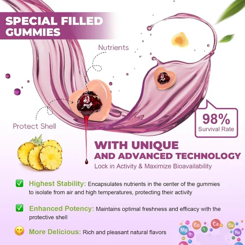 Miniatura 5 de Totaria Gomitas multivitamínicas sin azúcar para mujeres mayores de 14 años con hierro, inositol, folato, biotina, gomitas multivitamínicas diarias