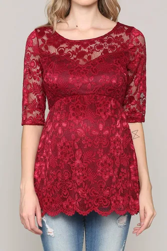 Miniatura 6 de HELLO MIZ Blusa de maternidad de encaje floral para mujer