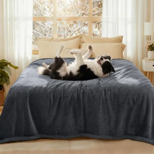 Miniatura 29 de Luciphia Manta de cama impermeable lavable, suave forro polar sherpa reversible para cachorros para perros medianos y grandes, funda protectora