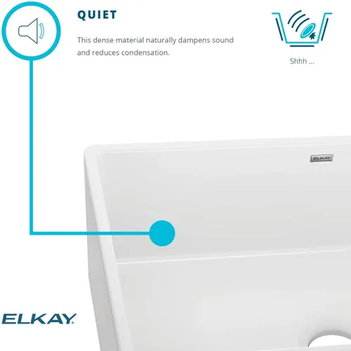 Miniatura 7 de Elkay SWU1517WH - Fregadero de barra de montaje inferior de arcilla refractaria de 16-7/16" x 18-15/16" x 9-1/16", color blanco