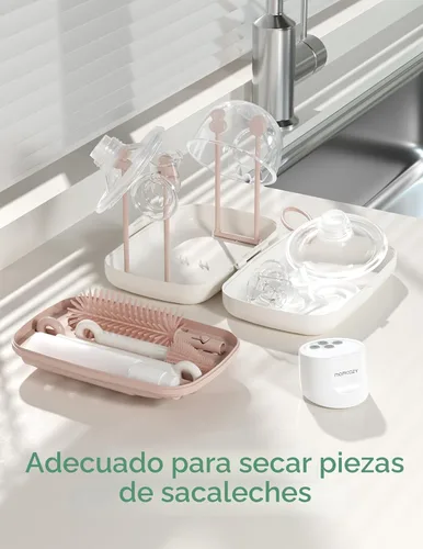 Miniatura 8 de Momcozy Juego de Cepillos para Biberones, Kit Limpiador con Cepillo de Silicona para Pezón y Pajita, Dispensador de Jabón, Estante de Secado - Rosa