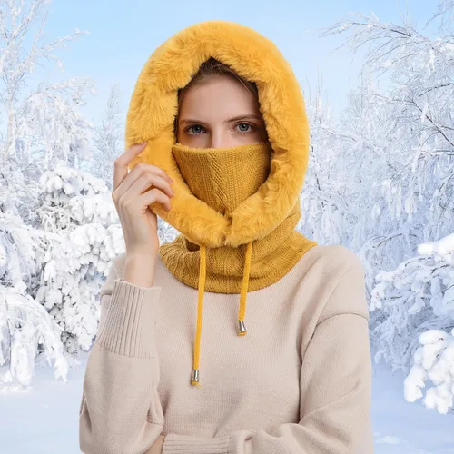 Miniatura 19 de HUAMULAN Gorro de invierno de una pieza para mujer, pasamontañas de forro polar, pasamontañas, máscara facial, bufanda, orejeras, esquí, nieve