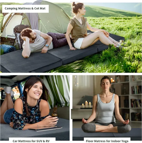 Miniatura 7 de HOMBYS Colchón plegable de espuma viscoelástica para dormir al aire libre, portátil, impermeable, para viajes, camión, cama, tienda de campaña