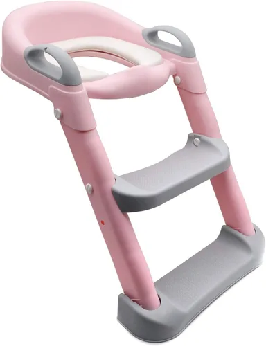 Miniatura 16 de Escalera de asiento de entrenamiento para niños pequeños, silla de inodoro con escalón más ancho, entrenador de baño para niños pequeños Azul