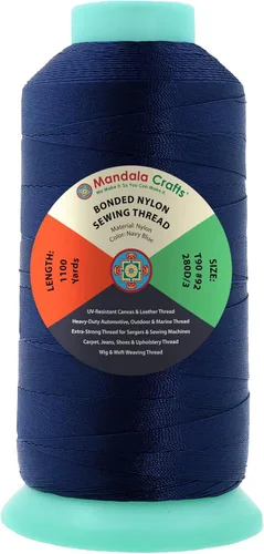 Miniatura 55 de Mandala Crafts - Hilo de nailon para coser cuero, tapicería, mezclilla y para trenzar el pelo; resistente, 1500 yardas, tamaño 69 T70 Marrón