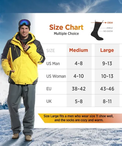 Miniatura 4 de Bymore 2Pairs Thermal Socks for Men,Heated Thick Crew Socks,Warm Winter Socks Insulated Cold Weather