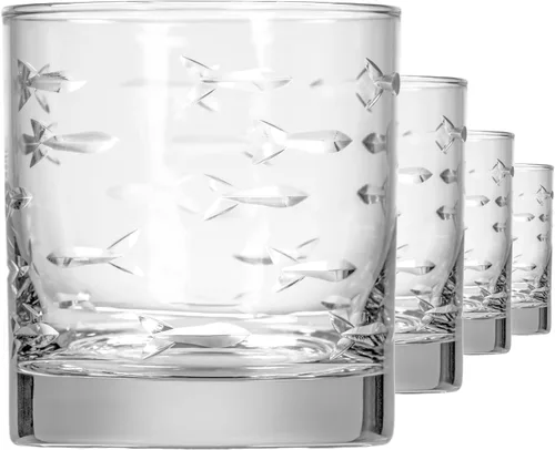 Miniatura 30 de Rolf Glass School of Fish - Copas de vino blanco de 12 onzas, juego de 4 copas de vino sin plomo, copas de vino grabadas con rueda de diamante, 12oz