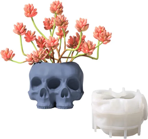 Nicole - Moldes de silicona para hormigón, diseño de calavera 3D, para suculentas, maceta de bricolaje, decoración del hogar, cactus para SH0862