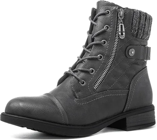 Miniatura 2 de GLOBALWIN Botines al tobillo para mujer Botas de moda estilo combate Botas de otoño para mujer Cómodas con tacón bajo
