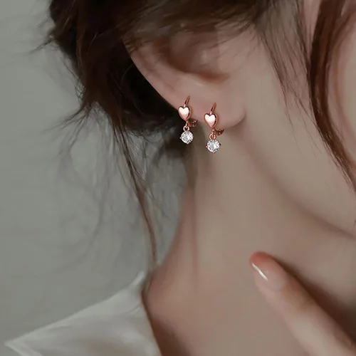 Miniatura 2 de SLUYNZ Aretes de aro de plata de ley con forma de corazón pequeño para mujer
