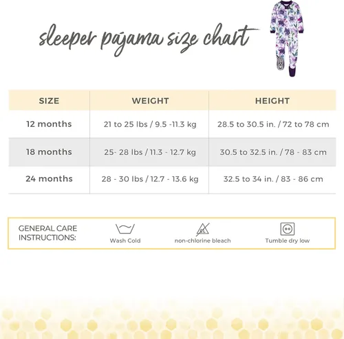 Miniatura 3 de Burt's Bees Baby - Pijama para niña, con cremallera delantera y pies cerrados antideslizantes, de algodón orgánico 100%, para niñas pequeñas