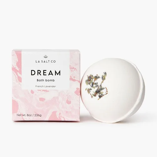 LA SALT CO Dream - Bomba de baño, 8 onzas, grande, hecha a mano con ingredientes naturales, sal del Himalaya rica en minerales, libre de crueldad,