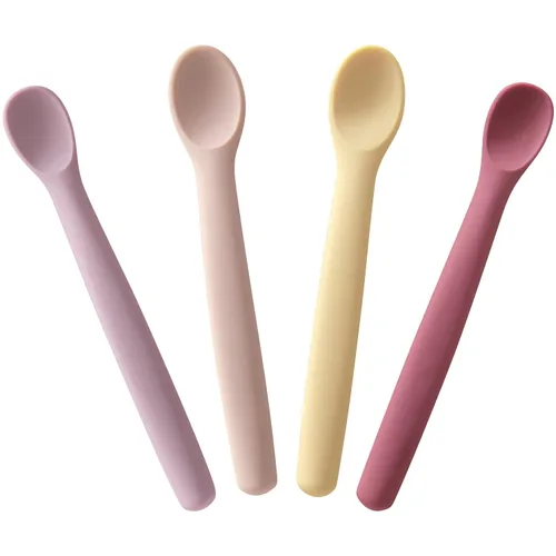 Miniatura 11 de Moonkie Juego de 4 cucharas de silicona para bebé, cucharas para niños pequeños para autoalimentación de 6 meses, cucharas de alimentación de dos
