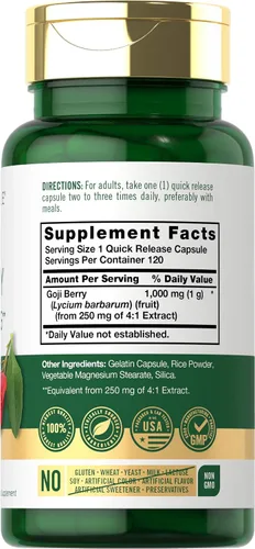 Miniatura 2 de Carlyle Goji Berry 120 cápsulas Extracto concentrado de la planta Wolfberry Sin OMG, sin gluten