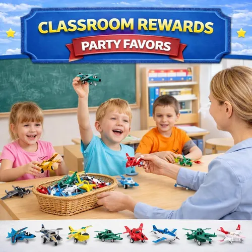 Miniatura 7 de Liberty Imports Juego de vehículos de juguete de aviones para tirar, paquete variado de helicópteros, bombarderos sigilosos, aviones de combate