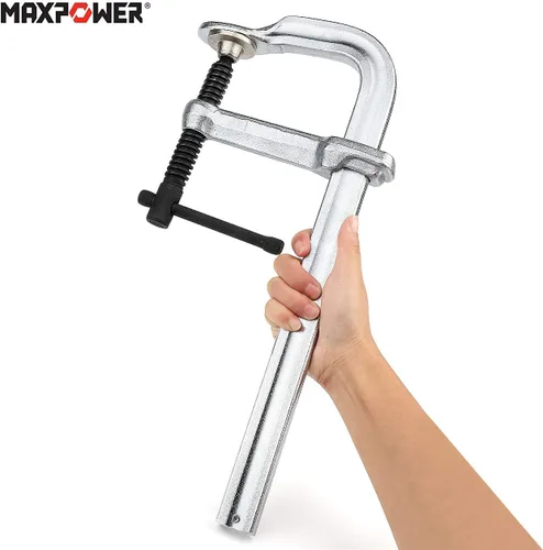 Miniatura 6 de MAXPOWER Abrazadera F de riel grueso de 12 pulgadas, garganta de 4-3/4 pulgadas, abrazadera de barra F resistente para soldadura, riel de 29,7 x