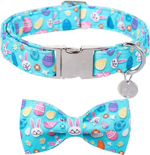 Miniatura 22 de DOGWONG Collar de perro de trébol de la suerte verde con corbatín, suave y ajustable para el día de San Patricio, collar negro para cachorros