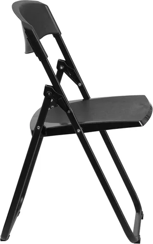 Miniatura 14 de Flash Furniture HERCULES Series - Silla plegable de plástico negro resistente de 500 libras con soportes integrados