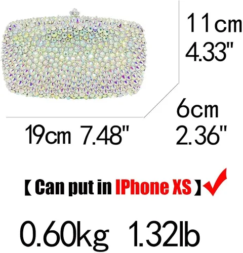 Miniatura 2 de Boutique De FGG Bolsos de noche para mujer, bolsos de boda de cristal con picos
