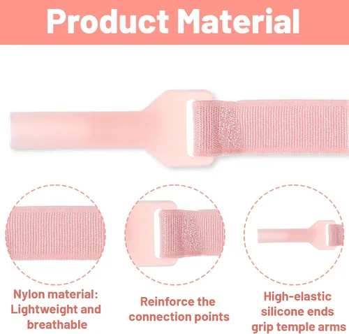 Miniatura 4 de 4 correas para gafas, correa ajustable de 7 a 10.6 pulgadas para gafas de sol para niñas, correas de soporte para lentes de sol sin cola (rosa)