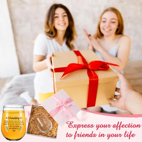 Miniatura 5 de Paquete de 4 copas de vino de la amistad de 17 onzas, regalos para el día de los galentinos, para grupos de amigos, mujeres, copas de vino sin
