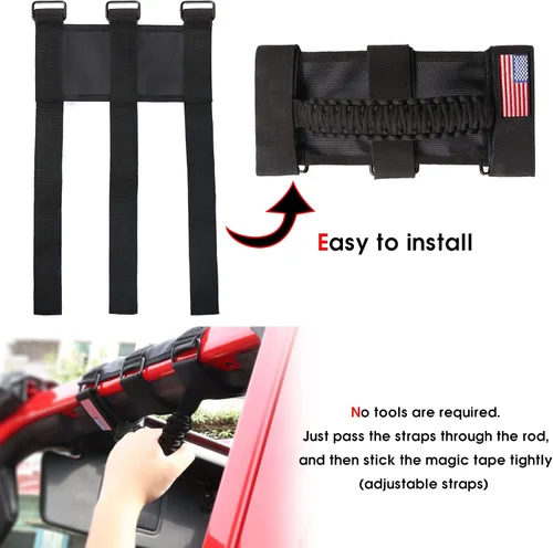 Miniatura 4 de sukemichi Manijas de agarre de la barra de rodillo para accesorios de Jeep Wrangler TJ JK JL Gladiator JT UTV ATV - Hebilla metálica de mejora