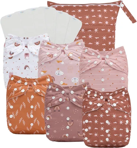 Miniatura 15 de babygoal Pañales de tela grandes, paquete de 13 para niños de 3 a 5 años, fundas de pañales de tela, paquete de 6 con 6 insertos y bolsa