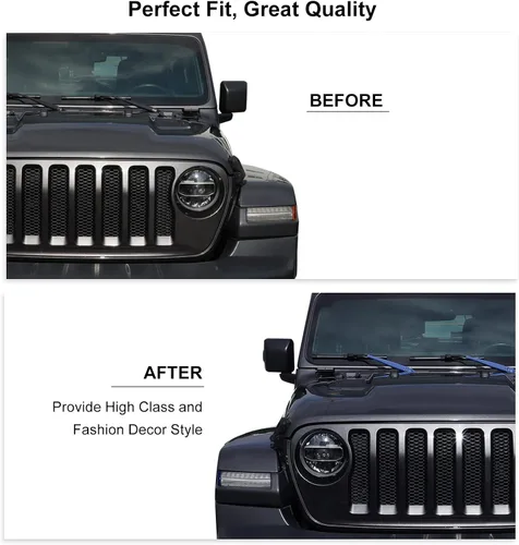 Miniatura 5 de Juego de limpiaparabrisas delantero, trasero y delantero, accesorios de decoración exterior para Jeep Wrangler JL JLU y Gladiator JT 2018-2022 (azul)