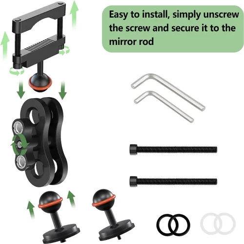 Miniatura 7 de Soporte para cámara de salpicadero, soporte roscado de cámara de 1/4 "1/8", base de montaje de aluminio para espejo retrovisor de conducción