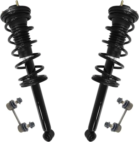 Miniatura 40 de Detroit Axle - Kit de 4 barras estabilizadoras delanteras para Ford F-150 2021 2022 2023 2024, 2 puntales con resorte helicoidal, 2 eslabones