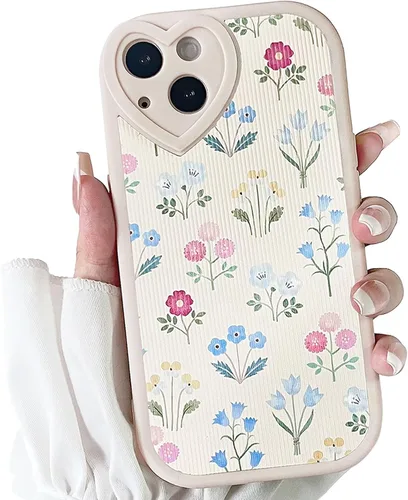 Miniatura 18 de Lovmooful Funda compatible con iPhone 13, diseño floral con lente de amor, protector de parachoques para niñas y mujeres, TPU suave a prueba