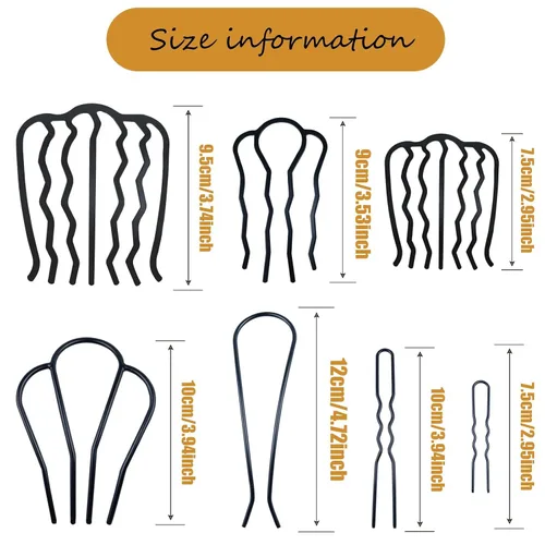 Miniatura 3 de 12 peines laterales de metal para el cabello, pinzas de horquilla para el cabello, peine de giro francés, barra de pelo updo, herramientas