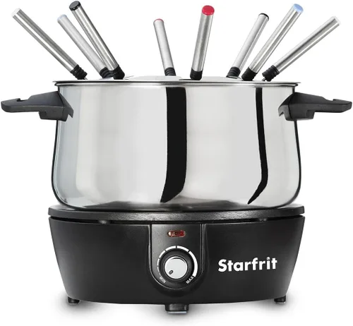 Starfrit Juego de fondue eléctrica de 12 piezas, 3 L, cable magnético de liberación rápida, 1500 W, perfecto para queso y chocolate