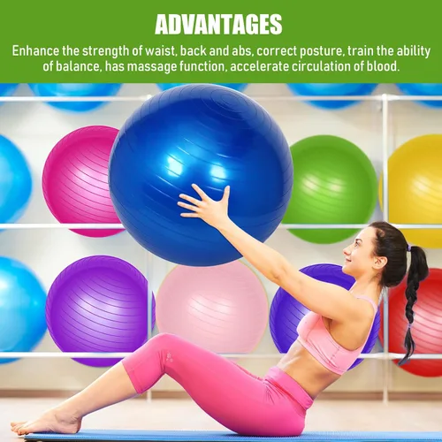Miniatura 6 de Leyndo 8 pelotas de ejercicio de yoga a granel de 26 pulgadas con equipo inflable, pelota de pilates con bomba rápida antiestallido para embarazo