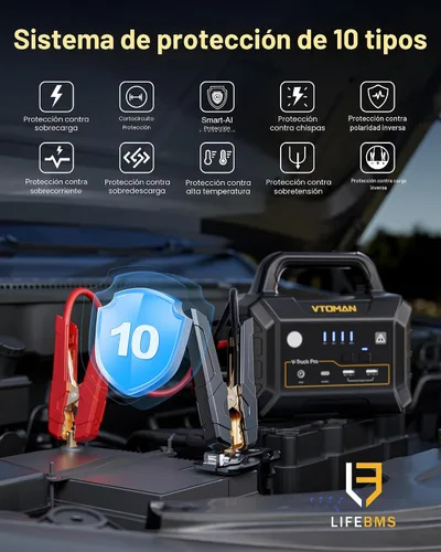 Miniatura 9 de VTOMAN V-Truck Pro 8000A Arrancador de Batería de Coche con Carga Rápida de 65W, Arrancador Portátil de 41600mAh para Todos los Motores de Gasolina