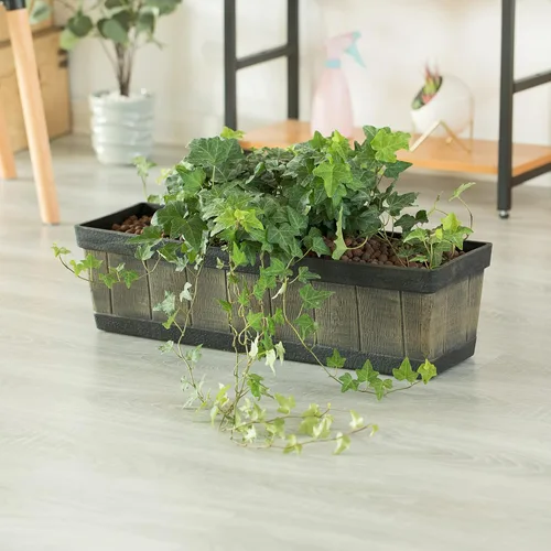 Miniatura 3 de Gardenised QI004121.L - Maceta rectangular de plástico para exteriores e interiores, maceta para plantar verduras o flores, marrón grande
