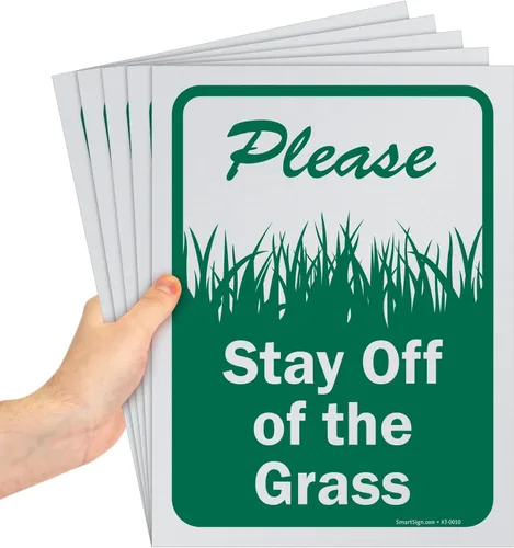 Miniatura 7 de SmartSign Letrero con texto en inglés "Please Stay Off Grass" Plástico de 10 x 14 pulgadas