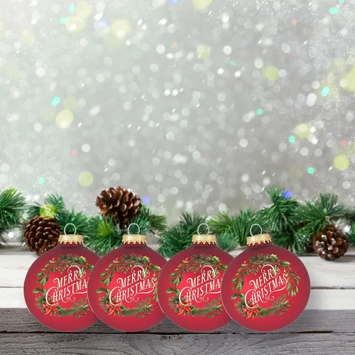 Miniatura 4 de Adornos de árbol de Navidad de vidrio - 67 mm/2.625" [4 piezas] Bolas decoradas de Adornos navideños sin costuras para colgar de Christmas by Krebs