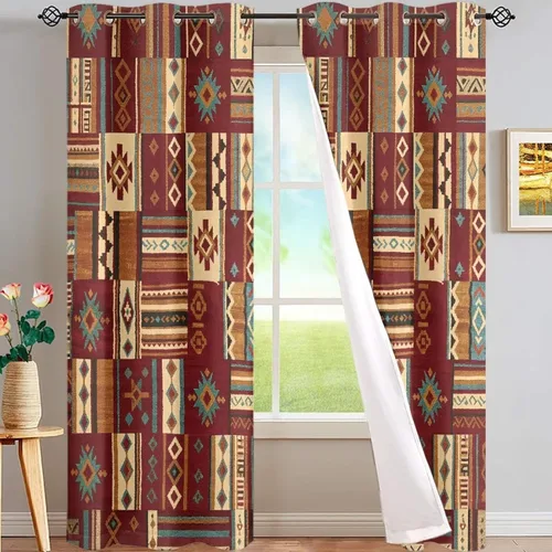 Miniatura 48 de Dreaweet African Tribal Blackout Curtains 63 Inch Long 2 Panels Set Bohemian Ethnic Geometric Grommet Top Thermal Insulated Curtains for Living Room