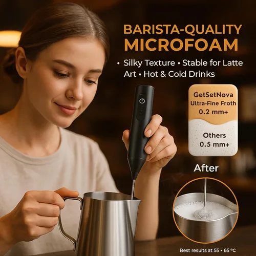 Miniatura 4 de Espumador de Leche para Café, Espumador Recargable Eléctrico de Mano con Varilla Dual y Batidor, 3 Configuraciones de Velocidad, Carga Rápida