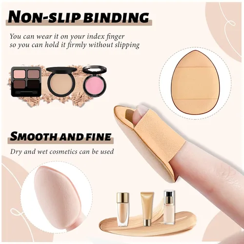 Miniatura 4 de WishLotus 6 esponjas de maquillaje en forma de gota para base de maquillaje reutilizables sueltas con estuche pequeño para mujeres y niñas