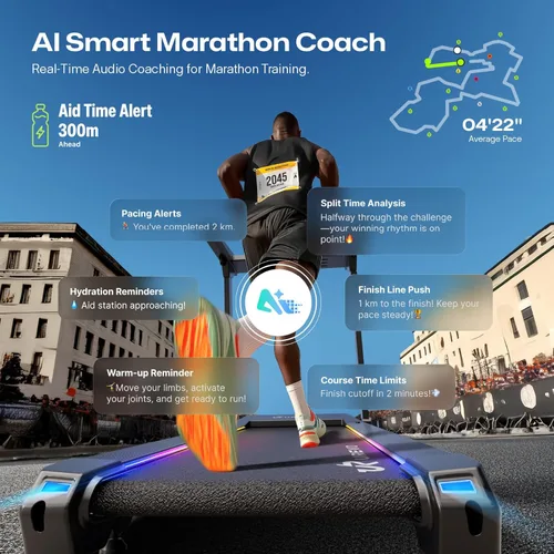 Miniatura 4 de 1st Smart Home - Cinta de correr solo para maratonistas con masajeador inteligente de pantorrillas, cintas de correr silenciosas UREVO para el hogar