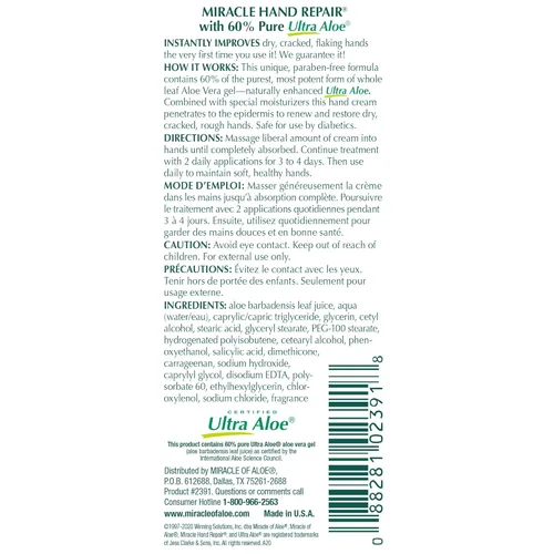 Miniatura 6 de Miracle - Crema reparadora de manos para manos secas y agrietadas, 8 onzas, la mejor crema curativa de manos con 60% de aloe vera, hidratante