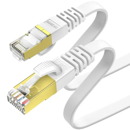 Miniatura 11 de KASIMO Cable Ethernet plano Cat 8 de 50 pies, cable de red LAN de Internet plano de alta velocidad Cat8 de 40 Gbps 2000 MHz SSTP con conector RJ45
