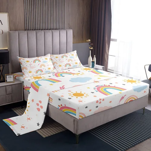 Miniatura 30 de Feelyou Juego de ropa de cama con alfabeto 3D, juego de sábanas coloridas del alfabeto inglés para niños y adultos, sábanas de dibujos animados